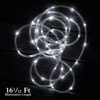 50 LED Bright White Solar Rope Light